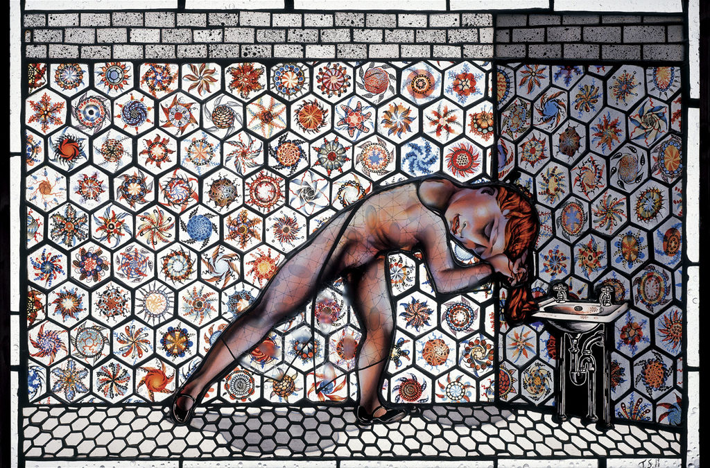 Girl Dyeing Her Hair, 28″ × 19″, 1998