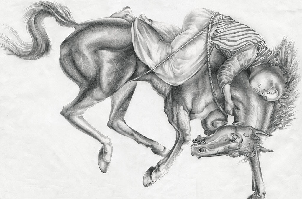 Ride of Mazeppa,  graphite, 2014, 18” x 24”